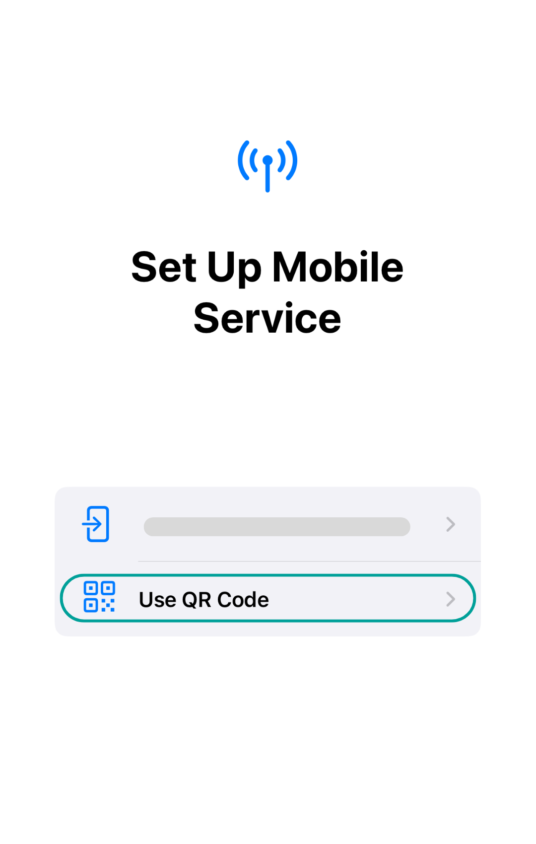 Explanation how to set up an eSIM for an iPhone mobile device.