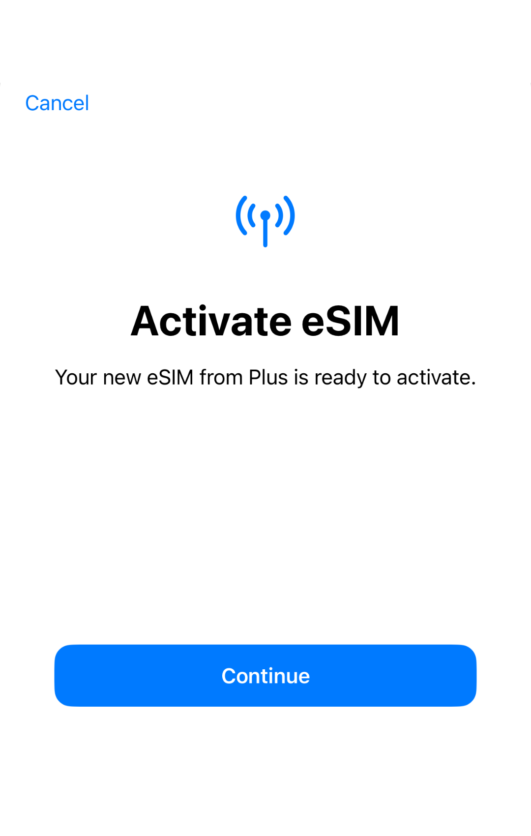 Explanation how to set up an eSIM for an iPhone mobile device.