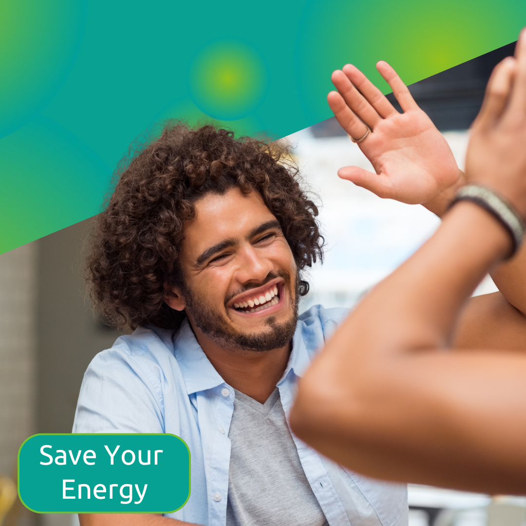 A person smiling because he was able to save his energy while installing his new eSIM data plan.